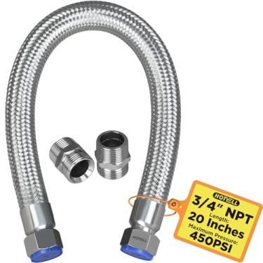 Imagem de HOTYELL Mangueira jumper compressor macho NPT de 3/4 polegadas 50.8 cm, 398.9 °C/450 PSI Corpo inteiro 304 aço inoxidável camada dupla mangueira de ar com acessórios giratórios de 360° (3/10.2 cm NPT