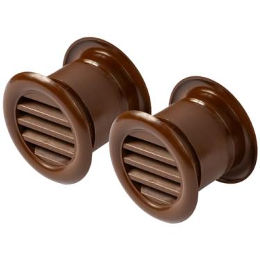 Imagem de Vent Systems Pacote de 2 registros de ar de porta marrom de 3,8 cm - Louvers de porta de dois lados - Mini círculo - grade de ventilação - grades de ventilação interna - banheiro, armário, garagem