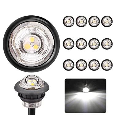 Imagem de 12 peças 3/4 polegadas redondo LED luz de folga lateral marcador lanterna traseira freio lâmpada para caminhão carro ônibus reboque 12 V (branco)