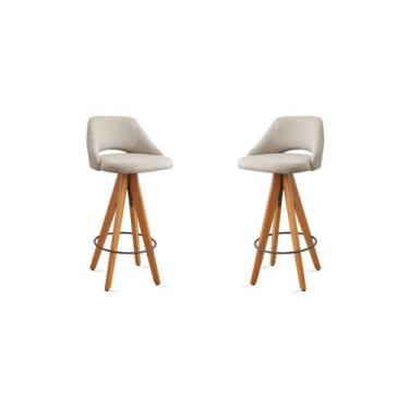 Imagem de Kit 2 Banquetas Giratórias Estofadas com Encosto Nicole - Zurc Decor