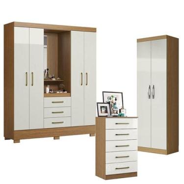 Imagem de Guarda Roupa Solteiro Paris 2045150 com Armário Multiuso 2 Portas New 