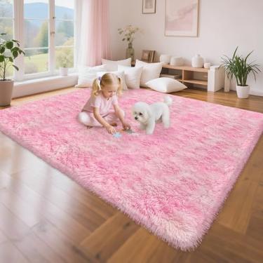 Imagem de TENNOLA Tapetes rosa fofos para quarto de meninas, 12 x 20 cm, tapete felpudo macio para quarto de crianças, sala de jogos, berçário, sala de estar, dormitório, tapete felpudo lavável para crianças