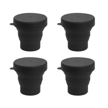 Imagem de Copo Retrátil de Silicone, 150ml, Amarelo, Com Tampa, Kit 4 Unidades (Preto)