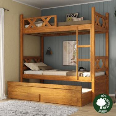 Imagem de Treliche em Madeira Maciça com 2 Gavetas Mogno Mel