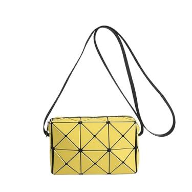 Imagem de Bolsa quadrada pequena, losango geométrico, bolsa de cupido, bolsa mensageiro de ombro, bolsa de ombro para casal, Amarelo