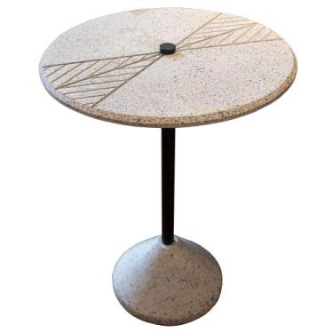 Imagem de Mesa Lateral Inércia Tampo e Base Concreto Branco com Haste em Aço Pre