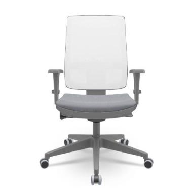 Imagem de Cadeira Brizza Diretor Grafite Tela Branca Assento Vinil Cinza Autocom