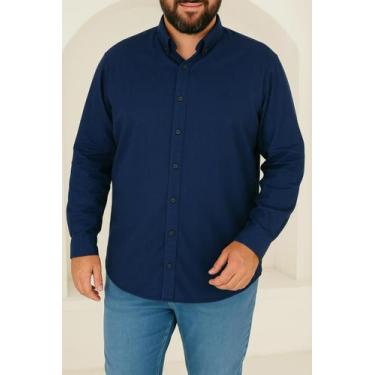 Imagem de Camisa Social Masculina Manga Longa Plus Size - Fix Modas, Azul marinh
