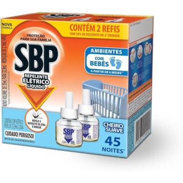 Imagem de Repelente Líquido Elétrico Refil com 2 SBP 45 Noites 32,9ml