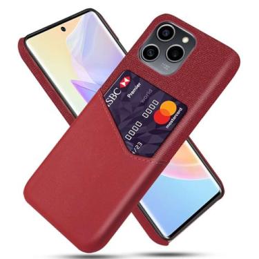 Imagem de Capa para Honor 60 SE,Anti-deslizamento,Proteção contra quedas de 360°,Resistência à impressão digital,Tela e caso de couro PU com 1 slot de cartão atrás-Red