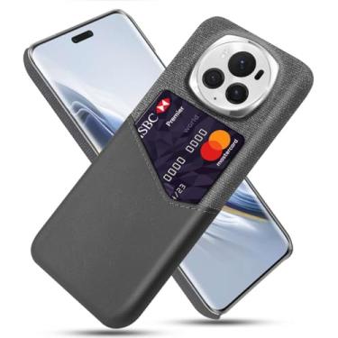 Imagem de Capa para Honor Magic6 PRO,Anti-deslizamento,Proteção contra quedas de 360°,Resistência à impressão digital,Tela e caso de couro PU com 1 slot de cartão atrás-Gray