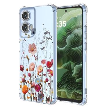 Imagem de RRXSYXL Capa para Moto G35 5G com estampa floral transparente, capa macia à prova de choque para Motorola G35 5G, linda flor
