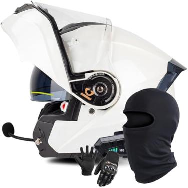 Imagem de Capacete Modular Dobrável Capacete De Motocicleta Integral Com Viseira Dupla Dot/Ece Aprovado Motocicleta Capacete Integrado Capacete De Scooter Capacete De Motocross Para Mu, E, XXL/63-64CM