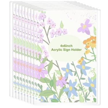 Imagem de PATIKIL Suporte de placa de acrílico, pacote com 9, suporte de papel de parede 10 x 15 cm, moldura transparente com fita adesiva dupla face para escritório, restaurante, memorando, guia de menu