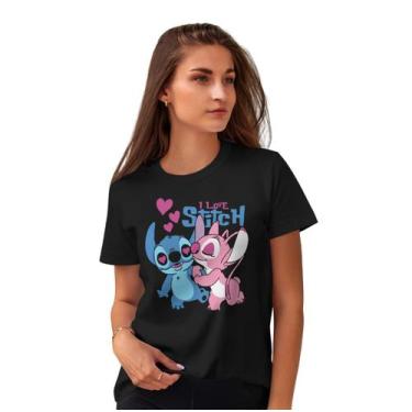 Imagem de Camiseta Stitch Casal Adulto - Glev.Conceito, GG, Preto