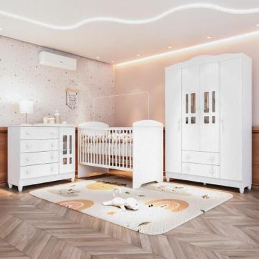 Imagem de Quarto de Bebê Completo 3 Peças Berço 3 em 1 Eloá Branco - Carolina Ba