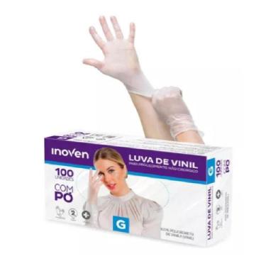 Imagem de Luva De Vinil Descartável Inoven Com Talco 100 Unidade Tam. G - Talge