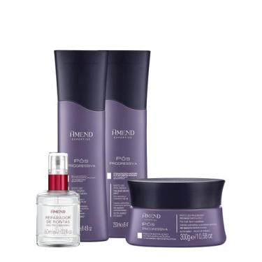 Imagem de Kit Amend Pós Progressiva Shampoo Condicionador Máscara e Óleo Reparad