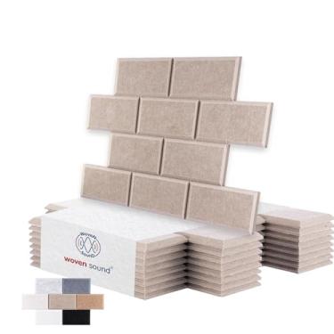 Imagem de Woven Sound Painéis de tijolo acústico sem costura visual, alta densidade, amortecimento de som, bloqueador de ruído decorativo azulejos de parede de feltro para tetos, escritório em casa e sala de