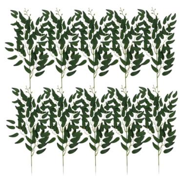 Imagem de 10 peças de caules e folhas artificiais de plantas, folhas falsas, arranjos de flores de mesa, folhas de salgueiro, decoração de plantas verdes
