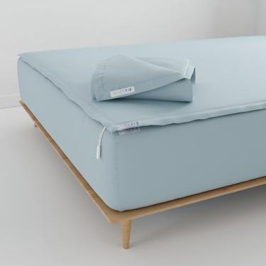 Imagem de QuickZip Pacote sobressalente plus ajustado: 1 lençol com elástico (base + lençol com zíper) e 1 lençol com zíper - fácil de trocar, não sai - cetim macio 400 fios 100% algodão - lençol solteiro com