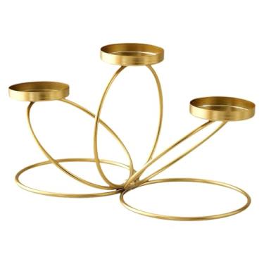 Imagem de Generic Porta-velas de ferro para decoração de casa, prático, elegante e durável, peça central de mesa, suporte para velas para festa, quarto, Dourado