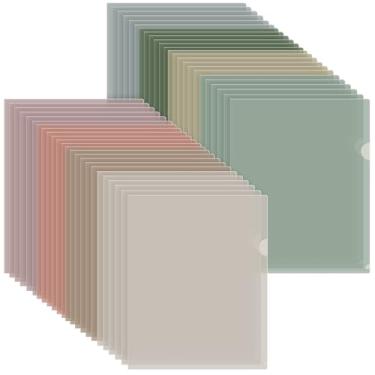Imagem de Kisston Pacote com 48 capas de plástico transparente para pastas, 8 cores sortidas, bolsos transparentes para projetos de pasta para documentos, tamanho carta, 21,5 x 28 cm, para escritório, escola