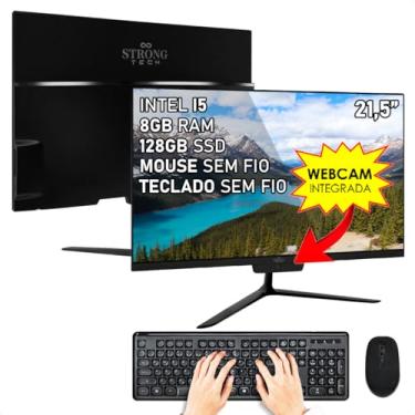 Imagem de Computador All In One Preto Intel Core i5 21,5" 8GB SSD 128GB 4 Núcleos Super Turbo Hdmi Strong Tech