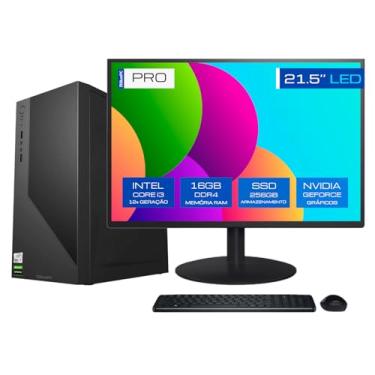 Imagem de Computador Completo BluePC PRO - Intel Core i3 12100F (12ª Geração), 16GB DDR4, SSD 256GB, Gráficos Geforce, Fonte 500W, Windows 11 Pro, Monitor LED 21.5"