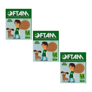 Imagem de Kit 3 Tampão De Olho Protetor Ocular Pequeno Bege C/20 - Oftam