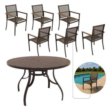 Imagem de Conjunto de Mesa 1,30m Ripada 6 Cadeiras Amélia Área Externa e Interna