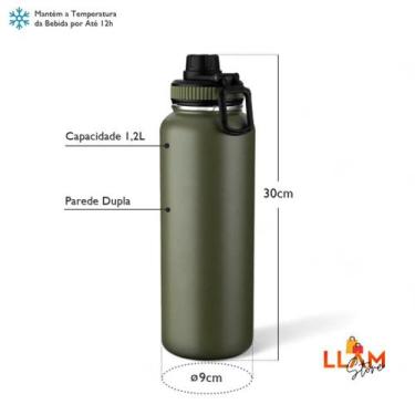 Imagem de Garrafa Térmica Aço Inox 1.2L Parede Dupla com Alça Flexível e Bico co