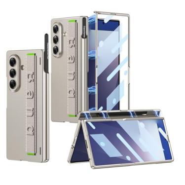 Imagem de POYUFRG Capa fina para Samsung Galaxy Z Fold 7, capa fosca de proteção de lente com dobradiça de tela com tudo incluído, alça de pulso e suporte para S-Pen, cinza, Z Fold 7