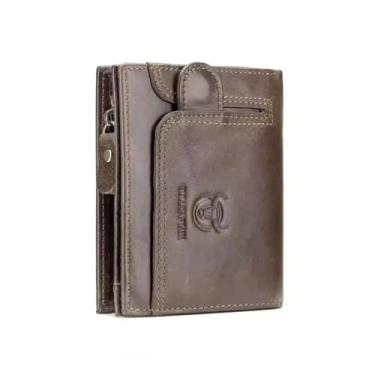 Imagem de Carteira Masculina Porta-Cédulas Porta-Cartão em Couro Genuíno 15 Compartimentos Para Cartões Bloqueio RFID Bifold – Bullcaptain