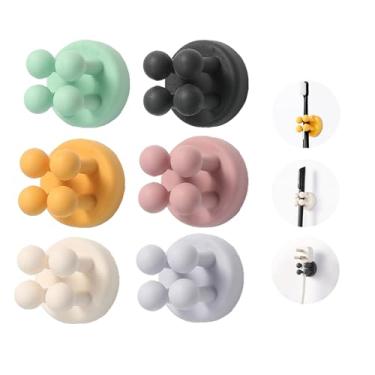 Imagem de 6 peças de suporte de escova de dentes de silicone, gancho autoadesivo multifuncional à prova d'água, para pendurar chaves e toalhas, adequado para cozinha, banheiro e escritório