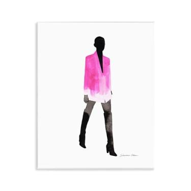 Imagem de Stupell Industries Design de arte de parede Girl In Pink Jacket por Simone Elum, 14 x 11