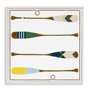 Imagem de Stupell Industries Design de arte giclée emoldurado branco com quatro remos padronizados por Radhika Modi, 61 x 61 cm