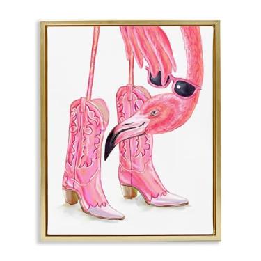 Imagem de Stupell Industries Arte de parede em tela flutuante dourada glamourosa cowgirl Flamingo por Ziwei Li, 53 x 43 cm