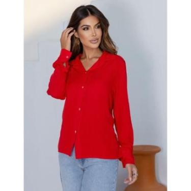 Imagem de Camisas Femininas Social Blusa Manga Longa Moda Feminina Lançamento-Feminino