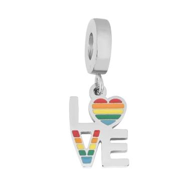 Imagem de BlingNuts Pingente de amor com pingente de aniversário de coração arco-íris compatível com pingentes Pandora Pulseiras Presentes