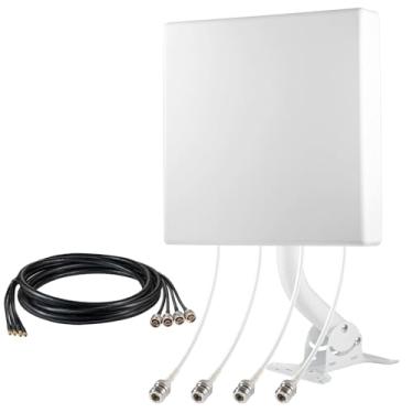 Imagem de Kit de antena externa de banda larga MIMO 5G de alto ganho 4 x 4 com cabo de baixa perda de 6 metros para hotspots celulares 4G LTE 5G