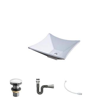 Imagem de Kit Cuba L30 C/Válvula Click 1''G + Sifão Cromado + Flexível, Compace, Branca