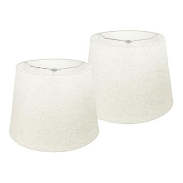 Imagem de Vipmip Abajur de tecido de linho, sem necessidade de montagem, topo de 25,4 cm x 33 cm inferior x 25,4 cm de altura, abajur para abajur de mesa, luminária de chão, encaixe de aranha de metal (Níquel)