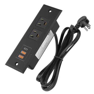Imagem de Régua de linha embutida com PD 20W USB C, tomada de mesa com 2 portas USB-A e 1 USB-C, estação de carregamento de tomada embutida, tomada de móveis para gaveta, mesa lateral, mesa de sofá, plugue
