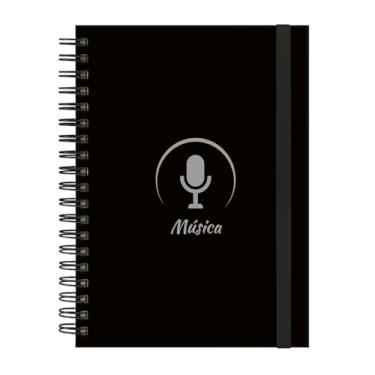 Imagem de Caderno Colegial Plus 12 Matérias Profissões Música (Preto e Prata)