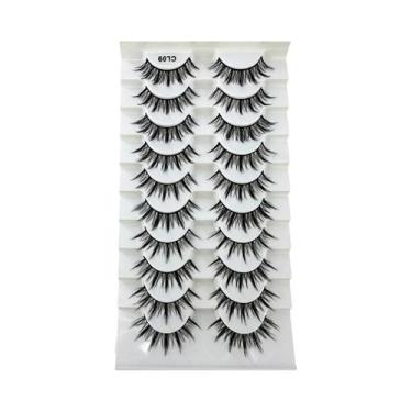 Imagem de Cílios Postiços Naturais, Macios E Volumosos, 10 Pares, Estilo Cruzado