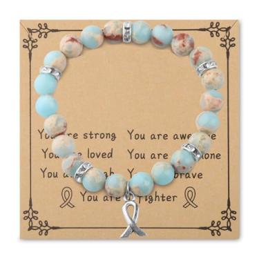 Imagem de FUSTMW Presentes de conscientização do câncer, pulseira de cura, presentes de incentivo ao câncer, presente de cuidados com o câncer para sobreviventes da família, Large, Metal, nagem