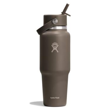 Imagem de Hydro Flask Garrafa de água de viagem - aço inoxidável isolado - tampa larga com palha, não derrama, à prova de vazamento em maçarico de 946 ml