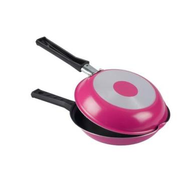 Imagem de Omeleteira Dupla Antiaderente 18cm Rosa Nacional - Aluminio Nacional