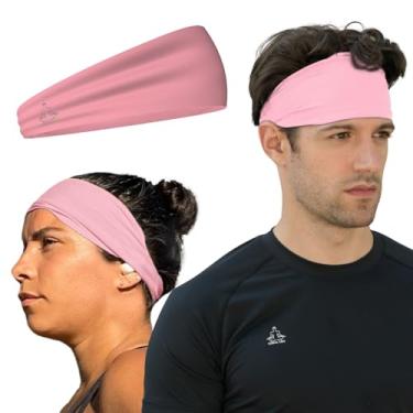 Imagem de Temple Tape, Bandanas para homens e mulheres – Faixa de transpiração masculina e esportiva com absorção de umidade para treino para corrida, treinamento cruzado, ioga e capacete de bicicleta – Rosa
